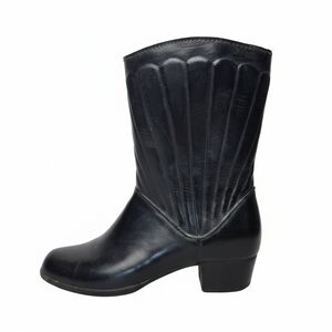 Vintage 60s/70s Art Deco Shell Rain Boots Size 5 Made in USA Side Zip Lined